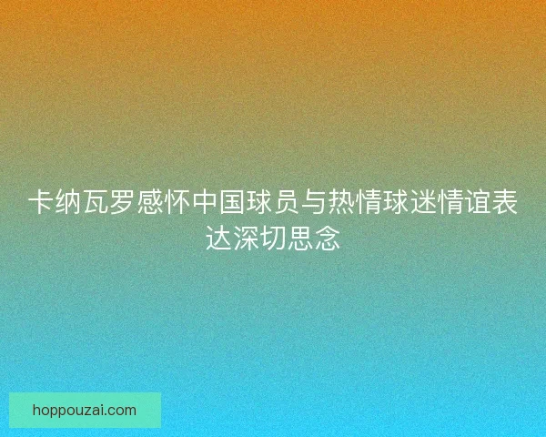 卡纳瓦罗感怀中国球员与热情球迷情谊表达深切思念 卡纳瓦罗感怀中国球员与热情球迷情谊表达深切思念
